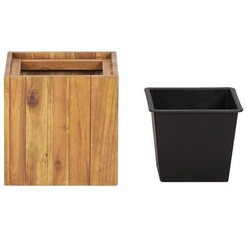 Høj plantekasse med krukke 24,5x24,5x25 cm massivt akacietræ