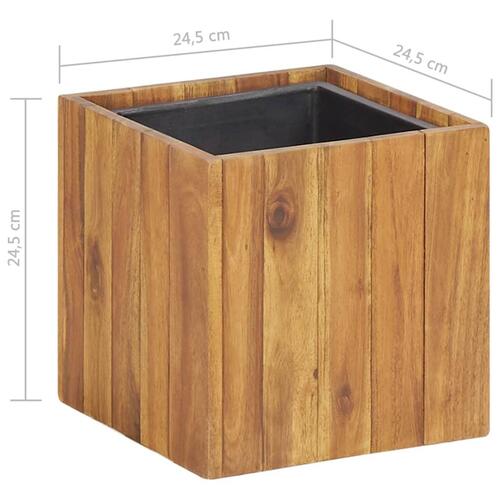 Høj plantekasse med krukke 24,5x24,5x25 cm massivt akacietræ