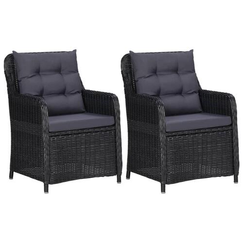 Havestole 2 stk. med hynder polyrattan sort