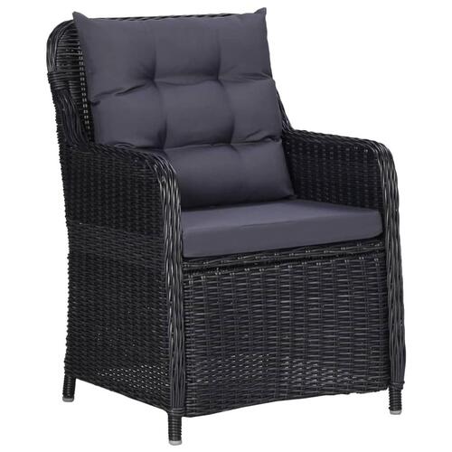Havestole 2 stk. med hynder polyrattan sort