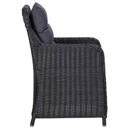 Havestole 2 stk. med hynder polyrattan sort