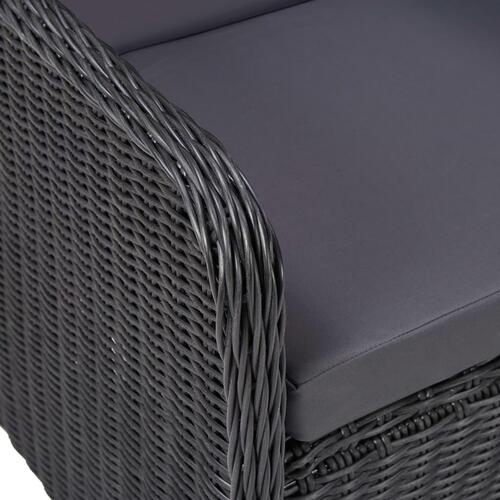Havestole 2 stk. med hynder polyrattan sort