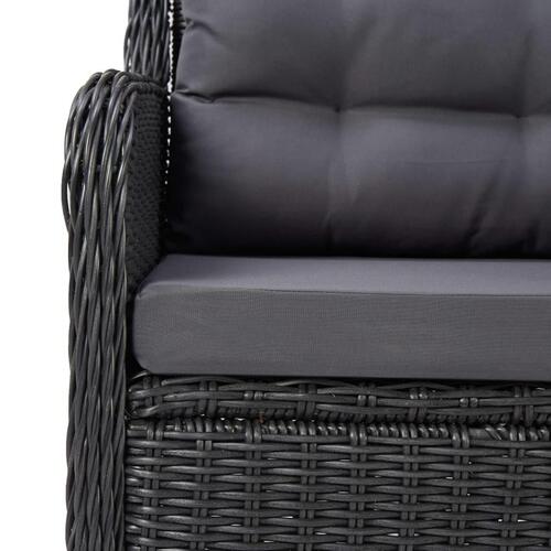 Havestole 2 stk. med hynder polyrattan sort