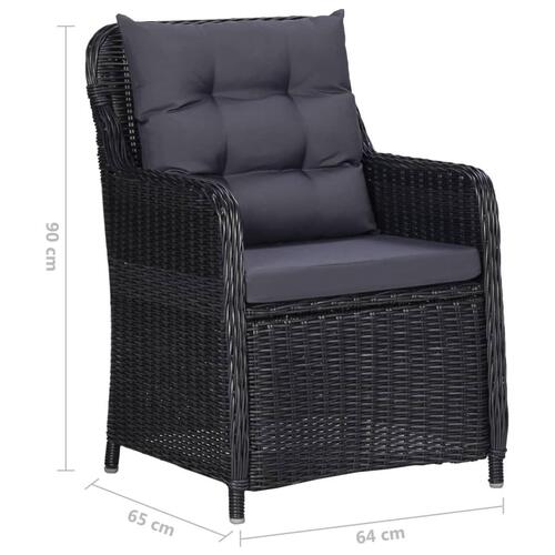 Havestole 2 stk. med hynder polyrattan sort