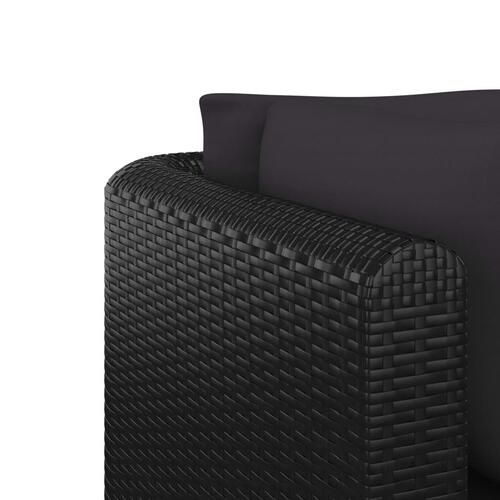 Haveloungesæt 9 dele med hynder polyrattan sort