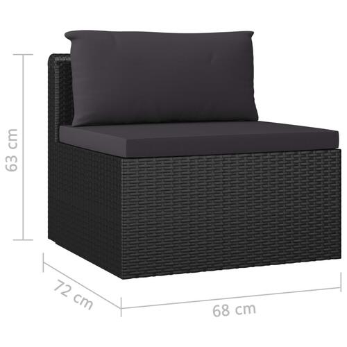 Haveloungesæt 9 dele med hynder polyrattan sort