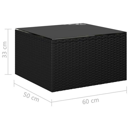 Haveloungesæt 9 dele med hynder polyrattan sort
