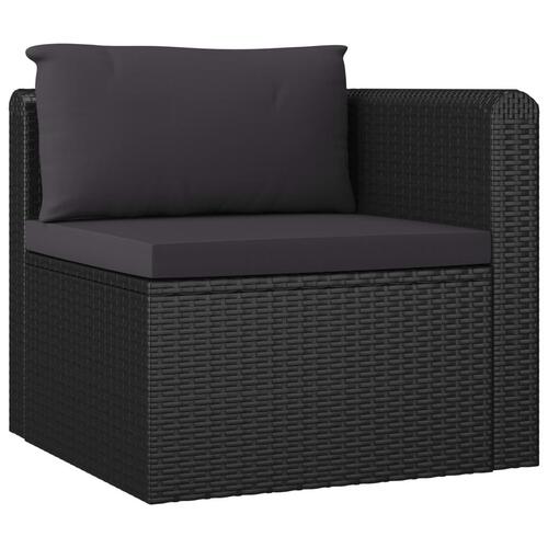 Haveloungesæt 7 dele med hynder polyrattan sort