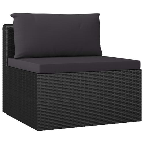 Haveloungesæt 7 dele med hynder polyrattan sort