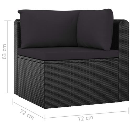 Haveloungesæt 7 dele med hynder polyrattan sort