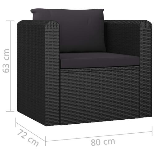 Haveloungesæt 7 dele med hynder polyrattan sort