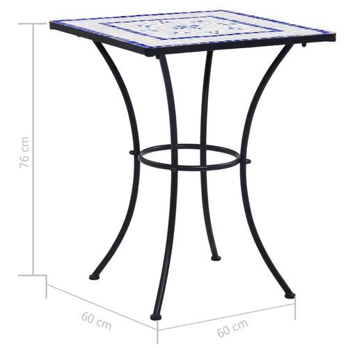 Bistrobord med mosaikdesign 60 cm keramisk blå og hvid