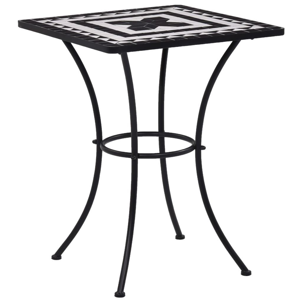 Bistrobord med mosaikdesign 60 cm keramisk sort og hvid