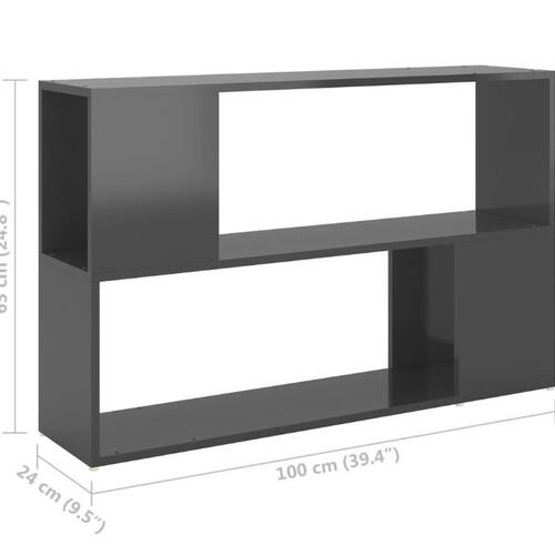 Bogreol 100x24x63 cm konstrueret træ grå højglans