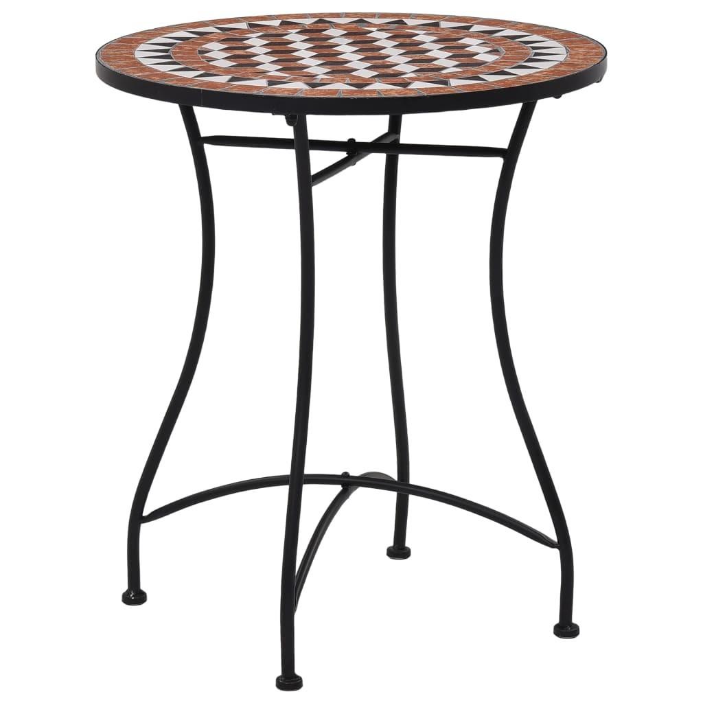 Bistrobord med mosaikdesign 60 cm keramisk brun billede