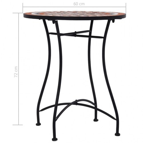 Bistrobord med mosaikdesign 60 cm - brun/sort/cremefarvet