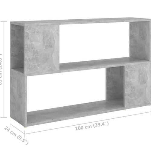 Bogreol 100x24x63 cm konstrueret træ betongrå