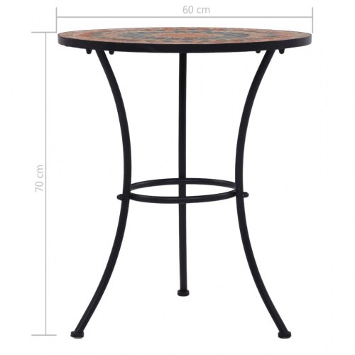 Bistrobord med mosaikdesign keramisk 60 cm orange/grå