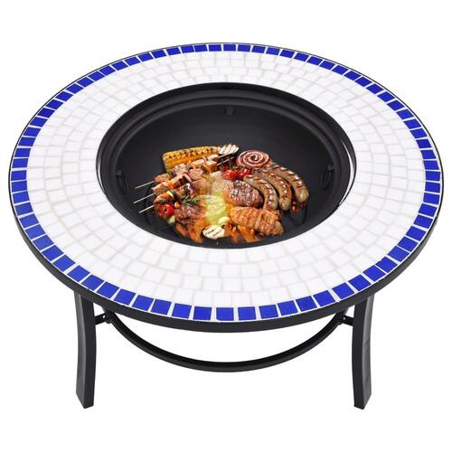 Bålfad mosaik 68 cm keramik blå og hvid