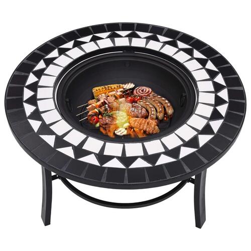 Bålfad mosaik 68 cm keramik sort og hvid