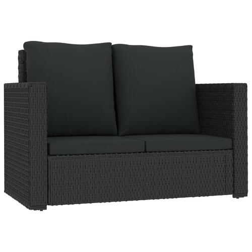 Haveloungesæt 2 dele med hynder polyrattan sort