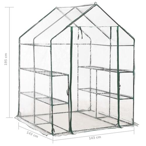 Drivhus med 8 hylder 143 x 143 x 195 cm