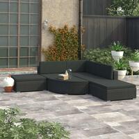 Haveloungesæt 6 dele med hynder polyrattan sort