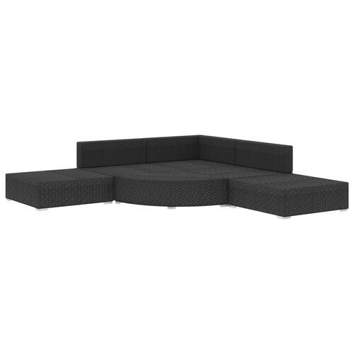 Haveloungesæt 6 dele med hynder polyrattan sort