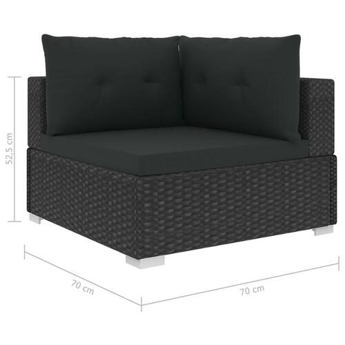 Haveloungesæt 10 dele med hynder polyrattan sort