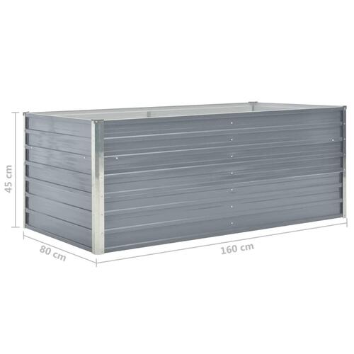 Hævet havekasse 160 x 80 x 45 cm galvaniseret stål grå