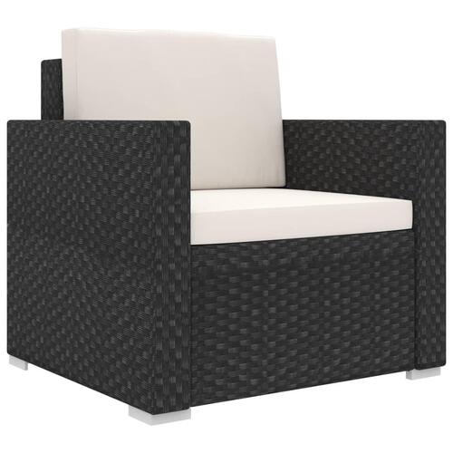 Haveloungesæt 8 dele med hynder polyrattan sort