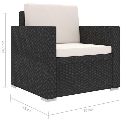 Haveloungesæt 8 dele med hynder polyrattan sort