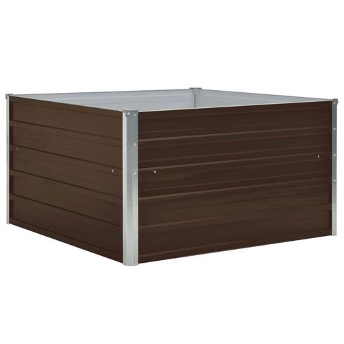 Forhøjet plantekasse 100 x 100 x 45 cm galvaniseret stål brun