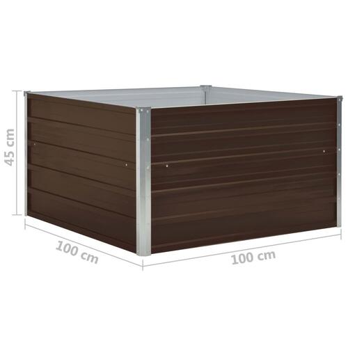 Forhøjet plantekasse 100 x 100 x 45 cm galvaniseret stål brun