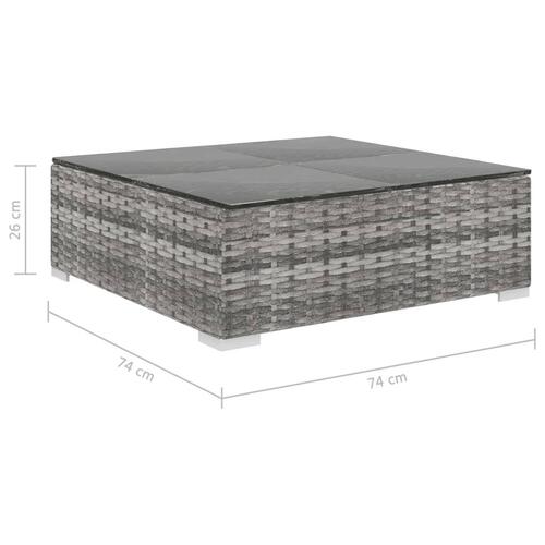 Haveloungesæt 8 dele med hynder polyrattan grå