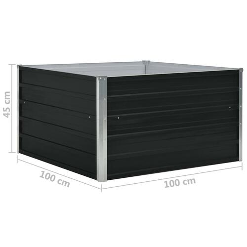 Forhøjet blomsterbed 100 x 100 x 45 cm galvaniseret stål grå