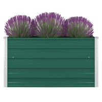 Forhøjet blomsterbed 100 x 100 x 45 cm galvaniseret stål grøn