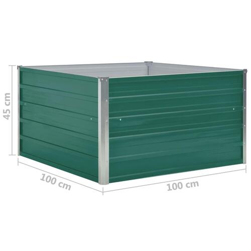 Forhøjet blomsterbed 100 x 100 x 45 cm galvaniseret stål grøn