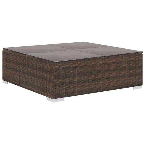 Haveloungesæt 6 dele med hynder polyrattan brun