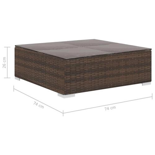 Haveloungesæt 6 dele med hynder polyrattan brun