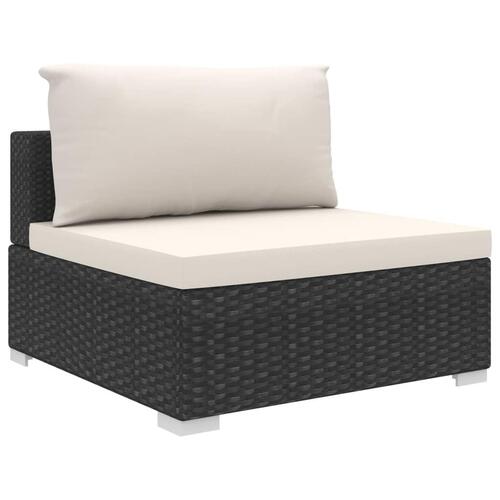 Haveloungesæt 6 dele med hynder polyrattan sort
