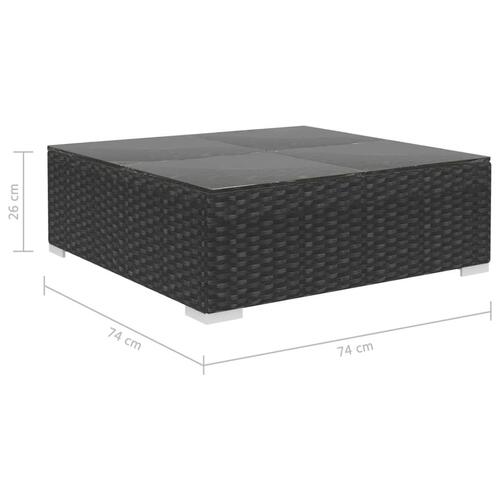 Haveloungesæt 6 dele med hynder polyrattan sort