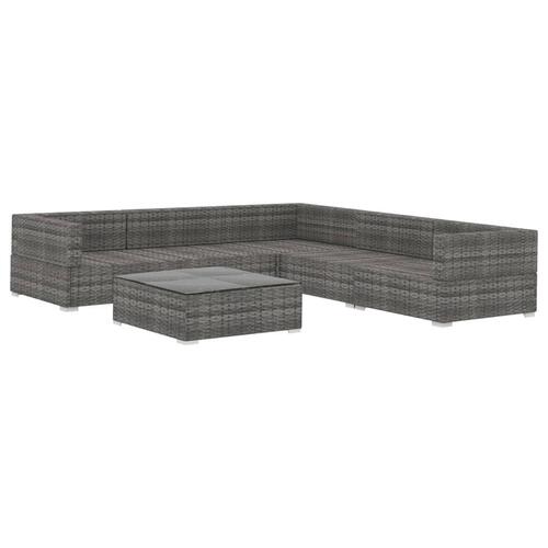 Haveloungesæt 6 dele med hynder polyrattan grå