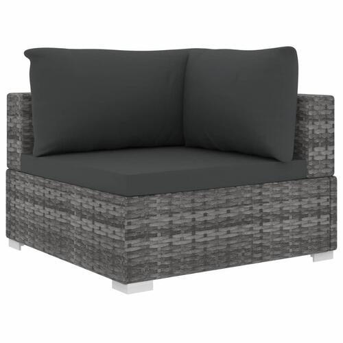 Haveloungesæt 6 dele med hynder polyrattan grå