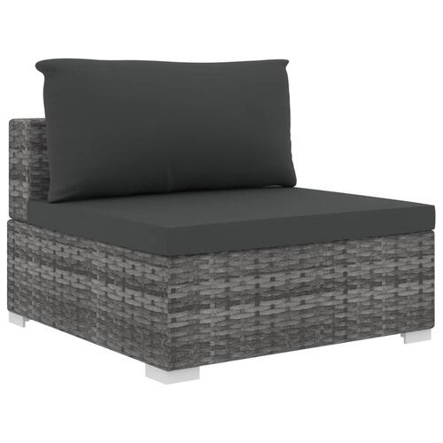 Haveloungesæt 6 dele med hynder polyrattan grå