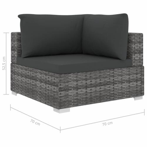 Haveloungesæt 6 dele med hynder polyrattan grå