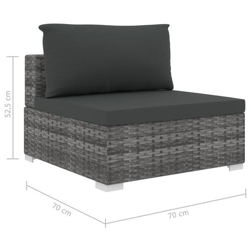 Haveloungesæt 6 dele med hynder polyrattan grå