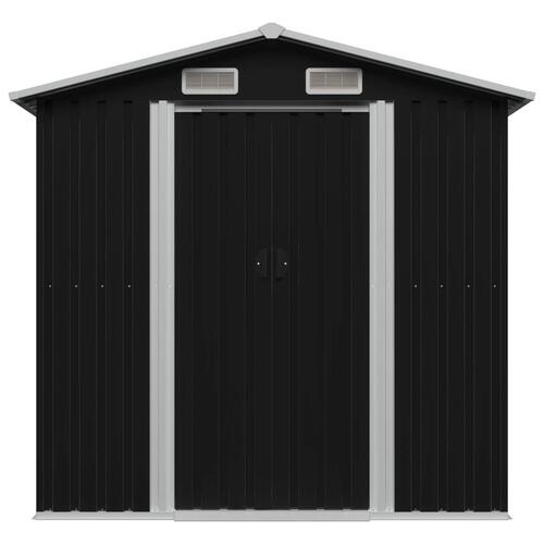 Opbevaringsskur til haven 204x132x186 cm stål antracitgrå