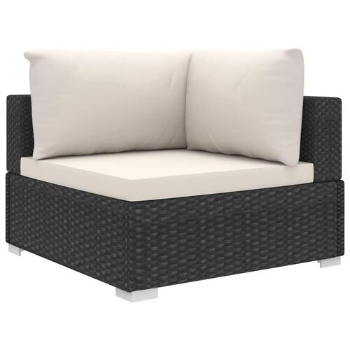 Haveloungesæt 9 dele med hynder polyrattan sort