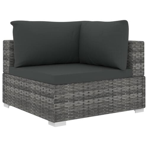Haveloungesæt 9 dele med hynder polyrattan grå